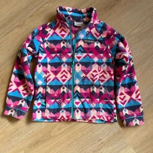 Columbia Vibrant Fleece Jacket with Pink and Blue Size Small (7/8)